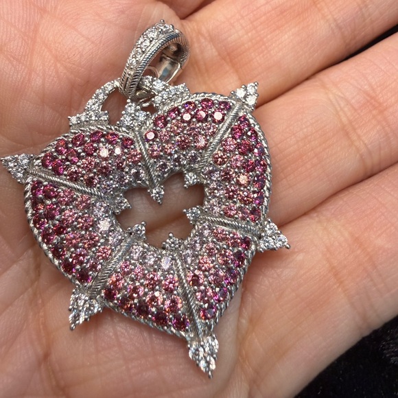 Judith Ripka Pink and Silver Heart Pendant Enhancer - Picture 3 of 6